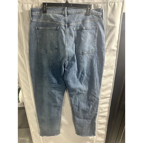 Old Navy Blue Sky-Hi Straight Raw Hem Button Fly High Rise Jeans Women's Size 16 - Picture 6 of 7